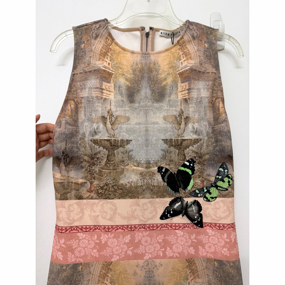 NWT Alice + Olivia Wynell Versailles A Line Mini Dress Pink Palace Butterfly 10 - Picture 6 of 11